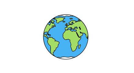 Stylized Earth Illustration: A Globe Depicting Continents and Oceans for Educational or Design Purposes