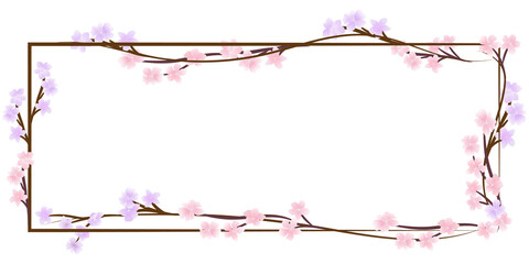 Decorative floral frame with tiny flower isolated on white background