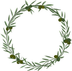 green olive Decorative floral frame on white background