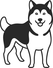 alaskan husky line arts with white background
