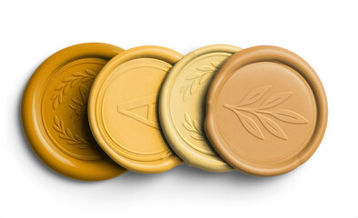 Golden Vertical Stack of Four Wax Seals with Design