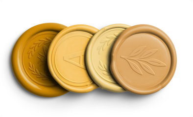 Golden Vertical Stack of Four Wax Seals with Design