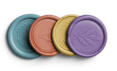 Vertical Stack of Four Wax Seals with Design