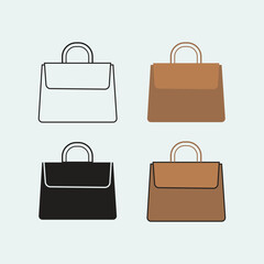 Elegant handbag vector set in outline and color styles. Perfect for fashion design, boutique branding, icons, and promotional materials