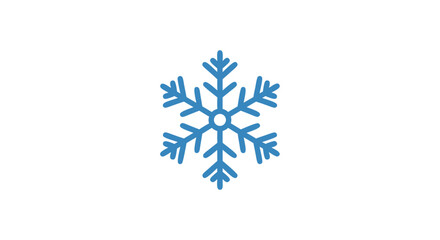 Stylized Single Blue Snowflake Symbol on White Background for Winter Holiday Designs