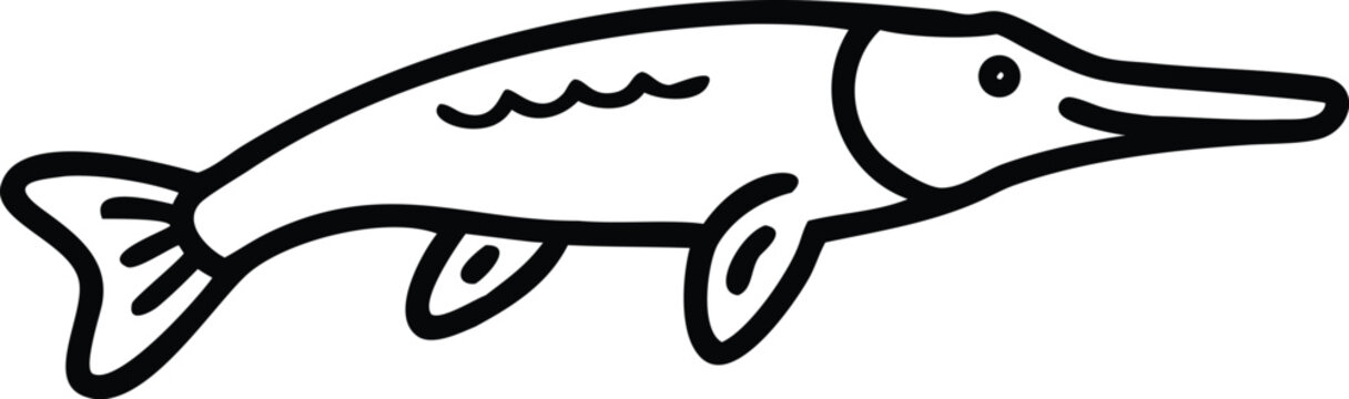 alligator gar line arts with white background