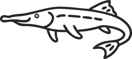 alligator gar line arts with white background