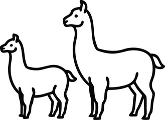 Fototapeta premium alpaca line arts with white background