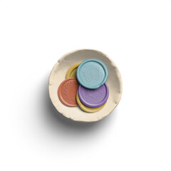 Wax Seals in Ceramic Bowl with Design
