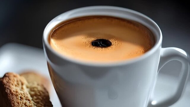 Close-up of coffee and biscotti
