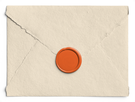 Tangerine Handmade Paper Envelope with Wax Seal
