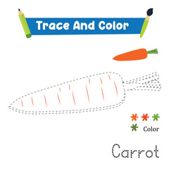 Trace And Color Carrot Vegetable. Vector illustration
