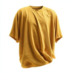 Blank Mustard Yellow T-Shirt Isolated on White Background