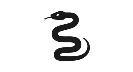 A black snake with a curved body isolated on transparent background