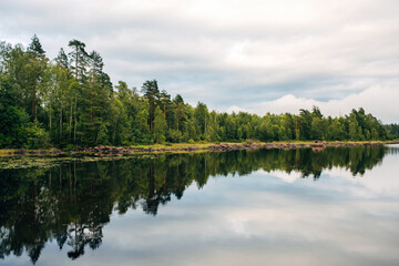 Fototapeta premium Aerial View of a Serene Lake