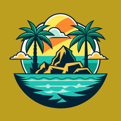 Fototapeta premium tropical island with palm trees