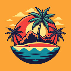 tropical island with palm trees