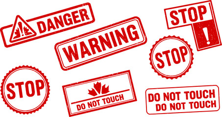 Set stop red sign icon with white hand, do not enter. Warning stop sign - stock vector