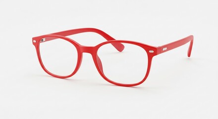 Vibrant red eyeglasses subtly reflect soft light showcasing a minimalist design. AI Generated