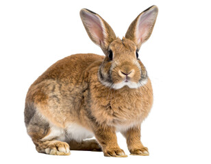 Obraz premium Brown Rabbit Profile with Head Tilted Slightly Upward, Looking Right, Transparent Background PNG