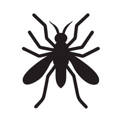 Black mosquito isolated on white background, a dangerous insect and pest, representing the risk of disease transmission, such as malaria, dengue, and zika virus