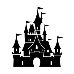 Magical castle silhouette for fairytale designs