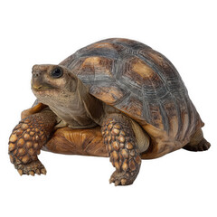 Obraz premium Detailed close up of a tortoise with a textured shell isolated on transparent background