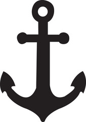 Black anchor silhouette with ring and flukes on white background nautical maritime
