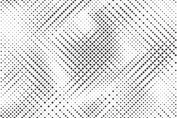 Grunge halftone gradient texture. Faded grit noise background. Sandy gritty wallpaper. Retro pixelated backdrop. Black and white anime or manga comic overlay. Dotted vector illustration.