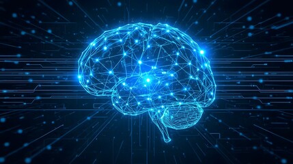 Fototapeta premium AI Neural Network Brain Visualization