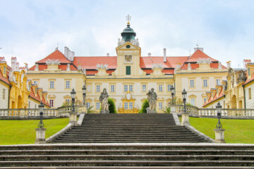 View of the stairs leading to the Valtice Palace, South Moravian Region, Czech Republic