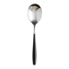 Silver soup spoon on white