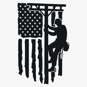 Lineman Flag svg, US Lineman svg, Distressed Flag svg, American Flag svg, Patriotic svg, USA Flag svg
