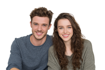 Happy young couple in love isolated on transparent background