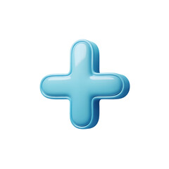 Obraz premium A blue plus sign isolated on transparent background, a symbol of addition, positivity, and medical assistance for health and well being