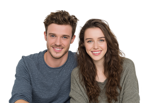 Happy young couple in love isolated on transparent background - Powered by Adobe