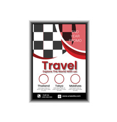 Fototapeta premium Corporate Travel flyer template design set with read, marketing modern business flyer template, new digital marketing flyer set, IT company flyer and editable vector template design.