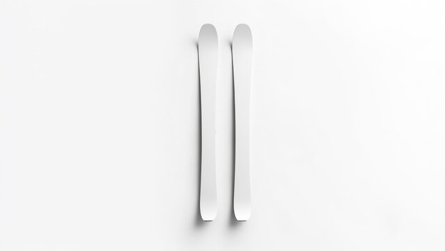 Two white ski poles on white background