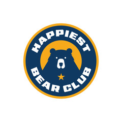 silhouette of a grizzly bear circle logo, vector illustration