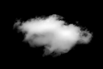 Set of white clouds or smog for design isolated on a black background.	

