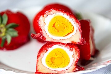 An exotic and fun take on the iconic and viral love strawberry. Egg of love or ovo do amor