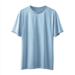 Blank Light Blue T-Shirt Mockup on White Background