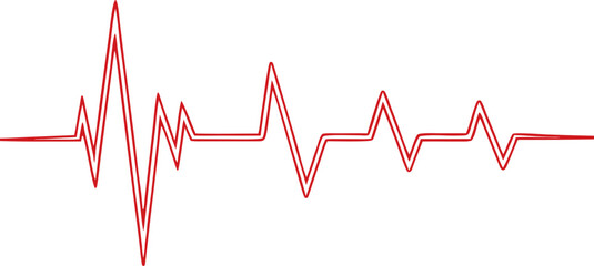 Vector illustration of a heartbeat line symbol and heart rate graph, depicting an ECG/EKG test report with a transparent background.