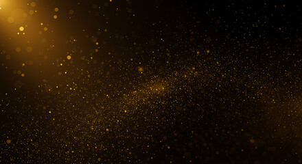 Obraz premium Abstract golden particle flow, bokeh effect, creating a magical and dreamy celestial atmosphere.