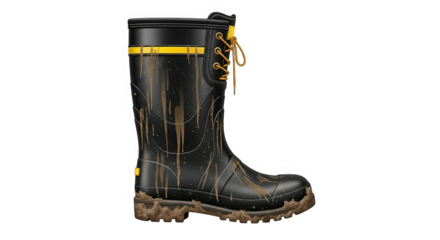Mudspattered Black Rubber Boots