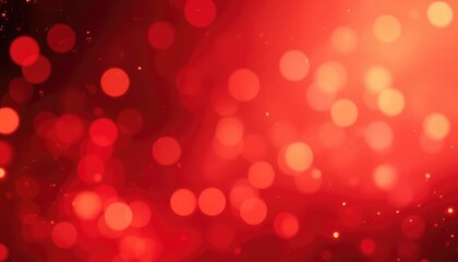 Elegant and dreamy festive red backdrop with bright light spots creating a magical atmosphere for holiday season.
