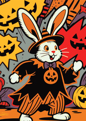 Funny Rabbit Halloween Design Artwork Template