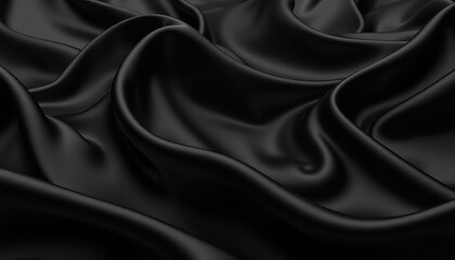 Obraz premium Deep folds of black fabric create a luxurious and elegant abstract textured background for projects that need sophistication
