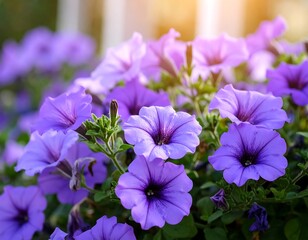 Vibrant purple flowers in a garden setting