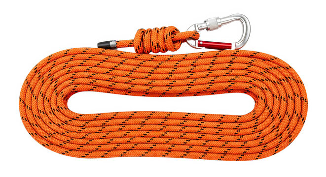 Orange Climbing Rope With Carabiner
